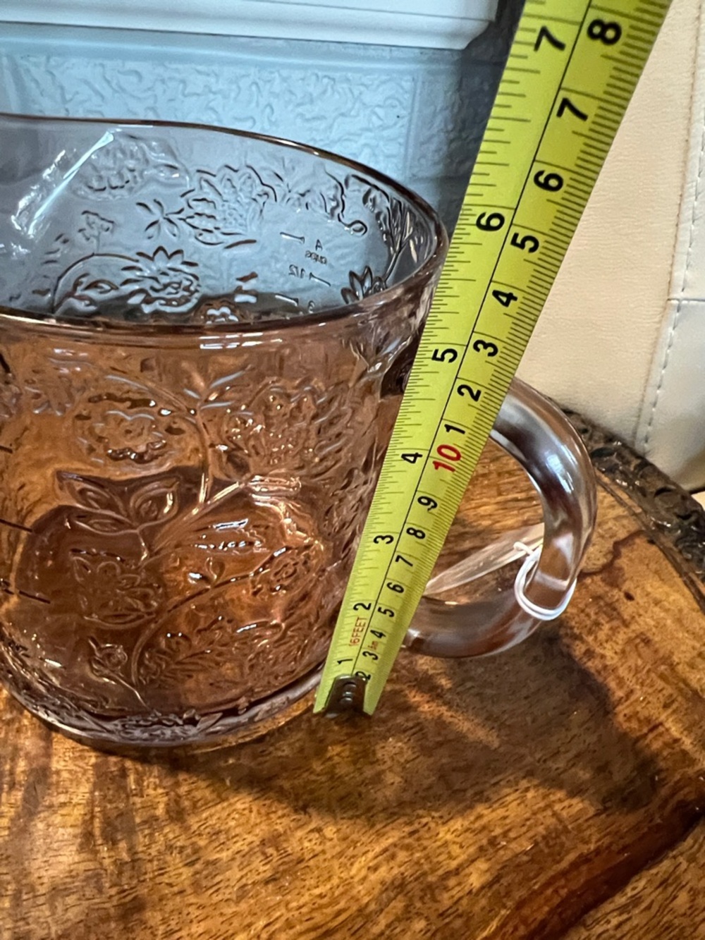 Vintage-Style Amber Glass Measuring Pitcher with Floral Embossing - Picture 16 of 16
